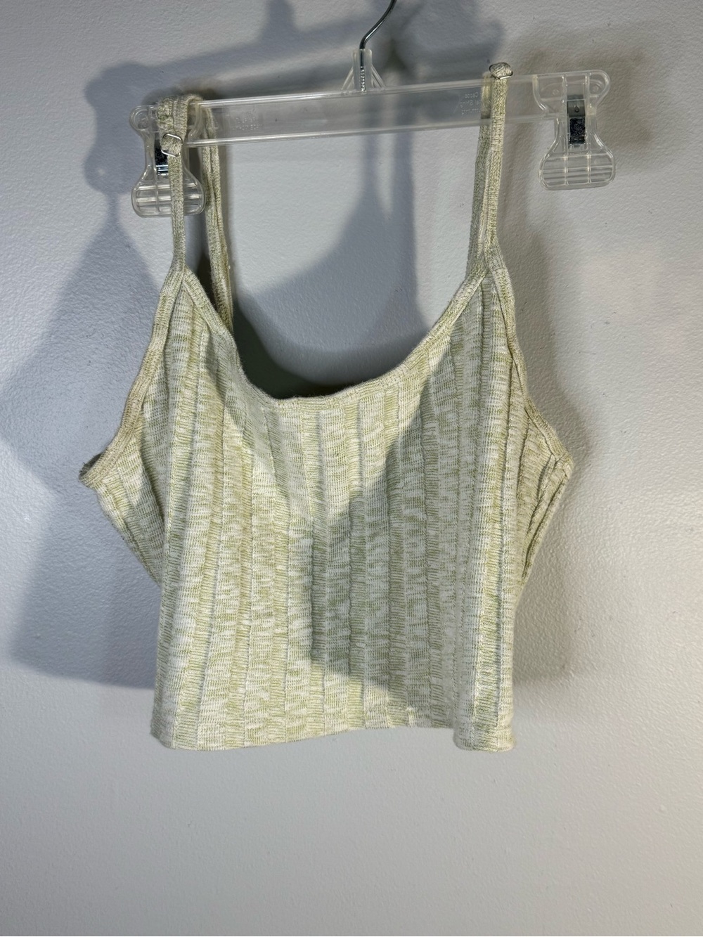 Forever 21 Light Green Ribbed Scoop Neck Cropped Camisole